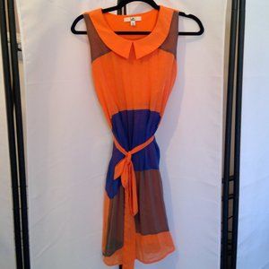 3 for $12 Orange, blue and gray midi dress
